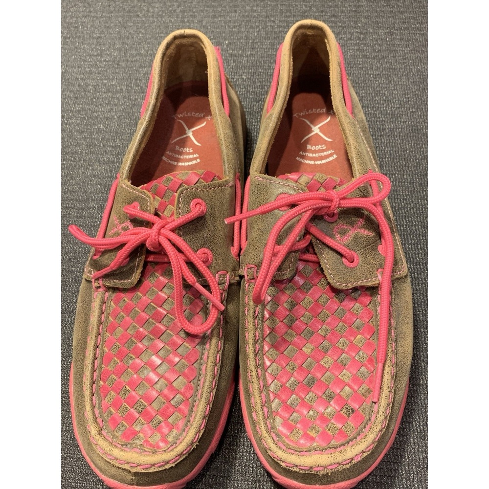 Twisted X Womens Pink Ribbon Slip On Boat Driving Moc Size 9.5